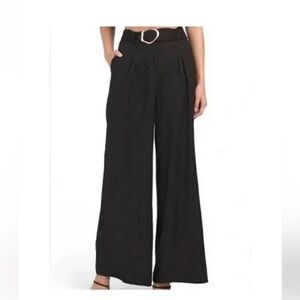 House Of Harlow 1960 Black High Rise Wide Leg Linen Blend Pants XS
